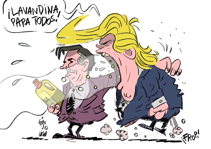 trump y bolsonaro con lavandina por sejo